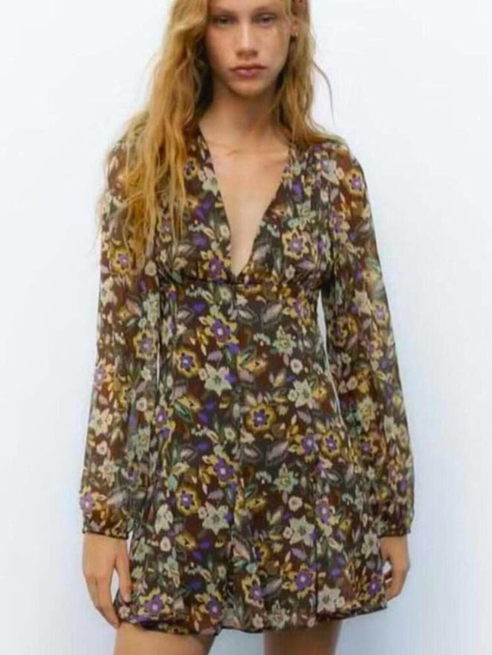 ZARA Floral Empire Waist Dress (S)